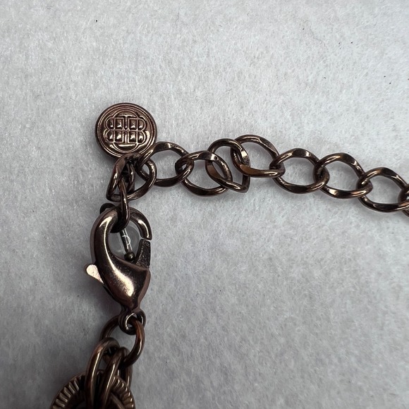 Bill Blass Copper Tone Linked Disc Necklace Textured Statement Layered Chain 18" - Picture 3 of 7